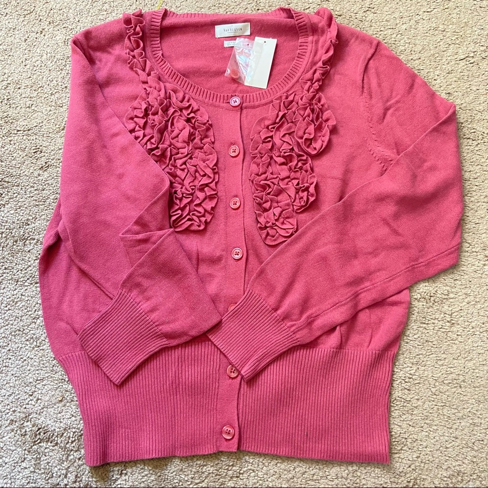 Large Berry Van Heusen Cardigan NWT!